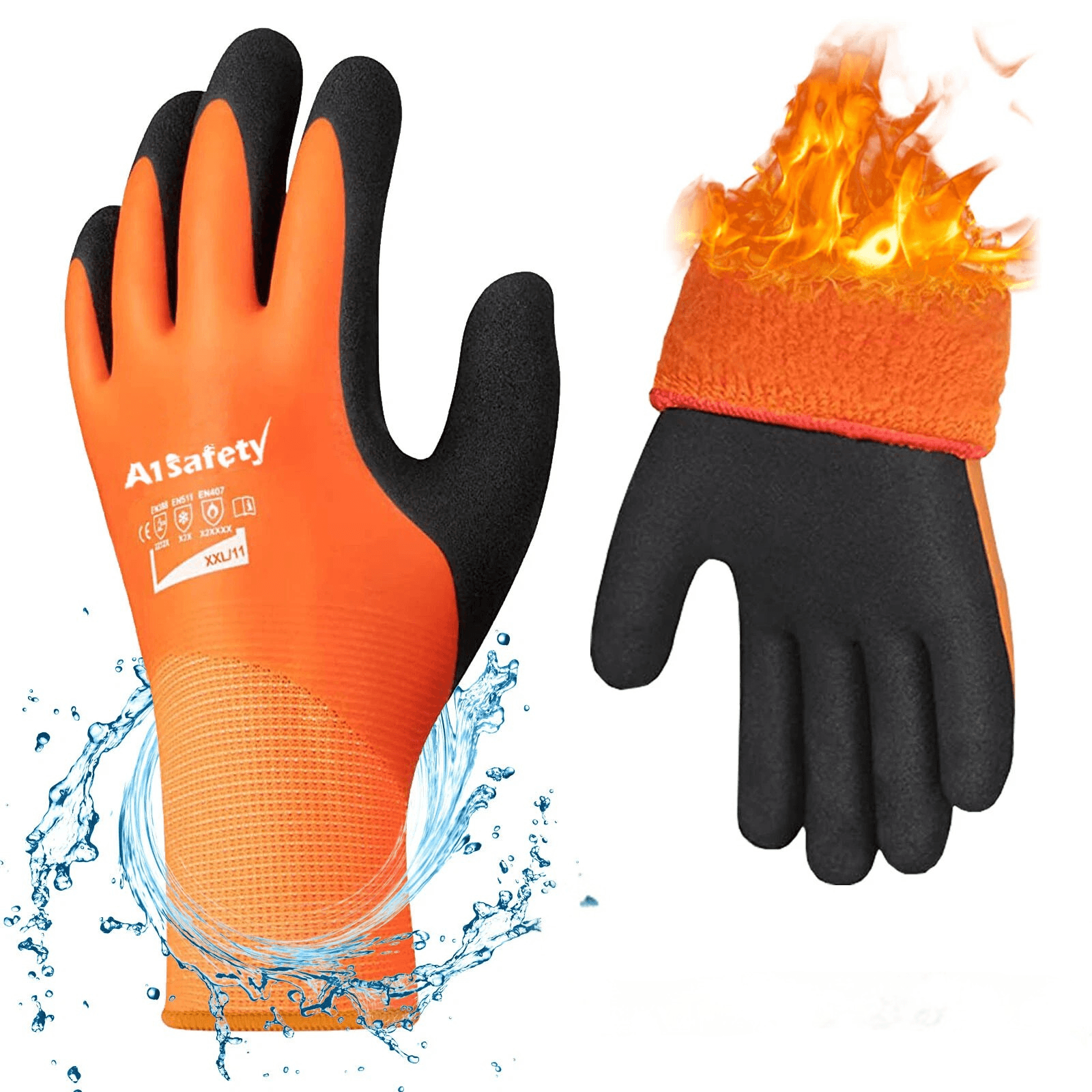 Orange Thermal Winter Waterproof Work Gloves