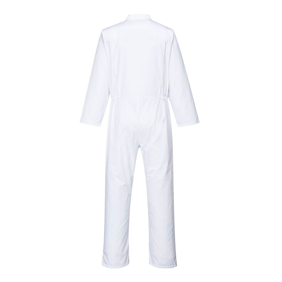 Durable White Food Safety Coverall for Professional Hygiene, Robust Polycotton Design
