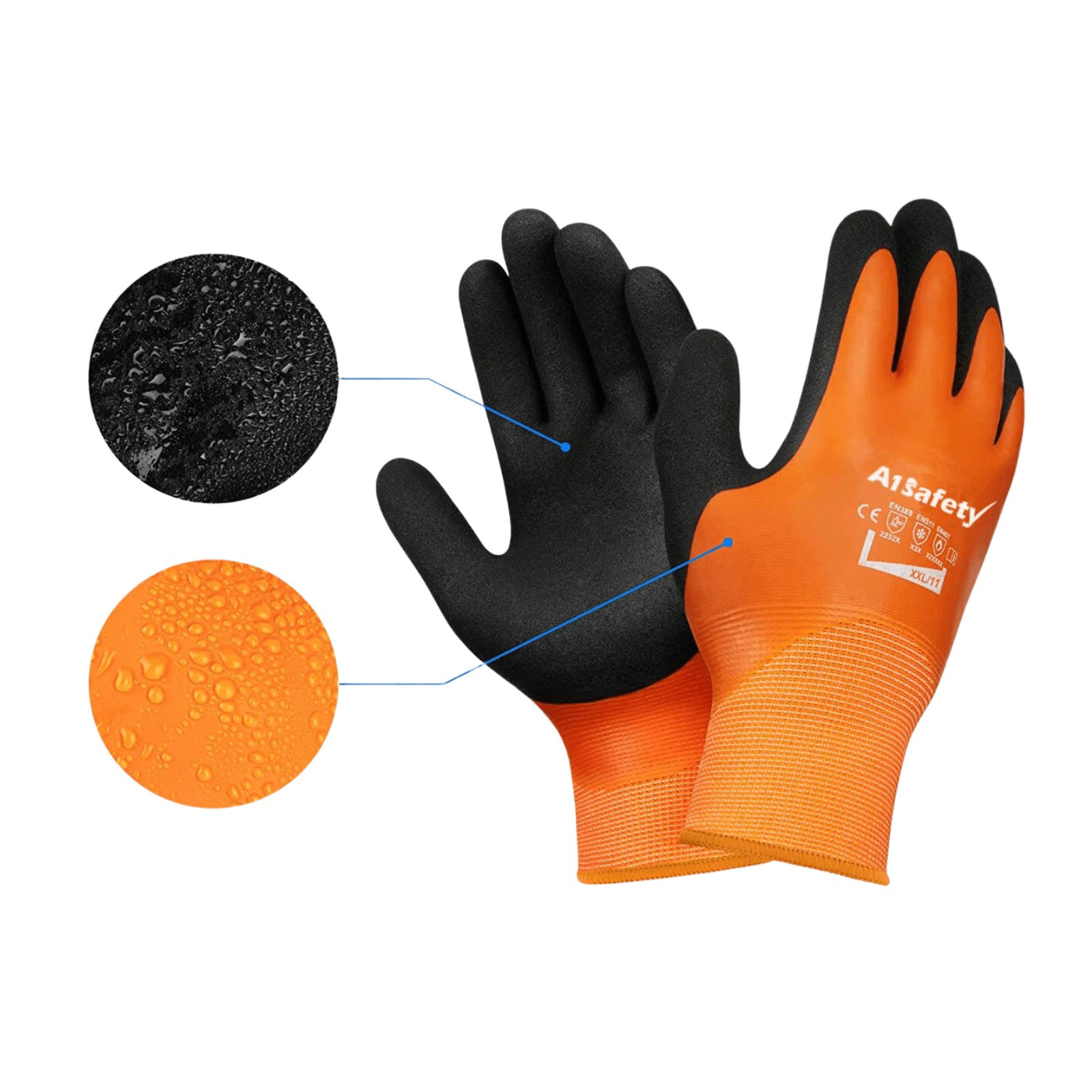 Orange Thermal Winter Waterproof Work Gloves