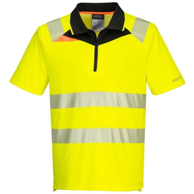Portwest DX4 Hi-Vis Cooling Short Sleeve Zip Polo Shirt