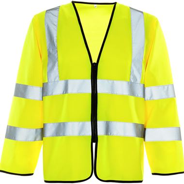 Supertouch Yellow Long Sleeve Hi-Vis Zip Front Safety Vest, Class 3 Certified