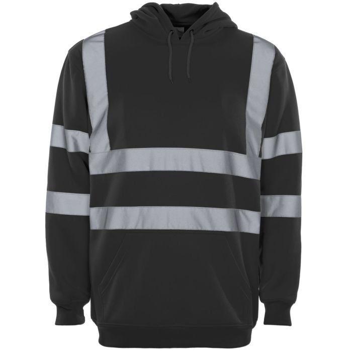 Supertouch Black Hi Vis Hooded Sweatshirt