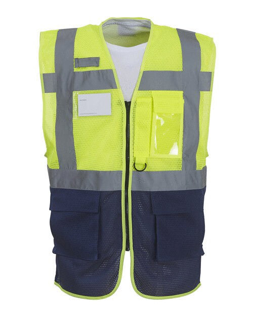 Yoko HVW820 Executive High-Visibility Safety Vest with Multi-Pockets, Breathable Mesh