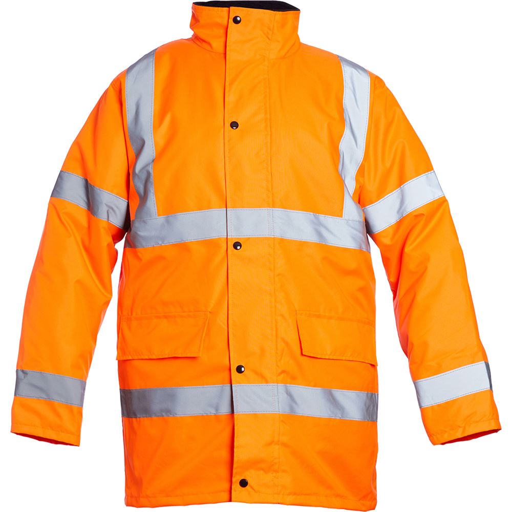 Blackrock Orange Padded Waterproof Hi-Vis Work Jacket with Reflective Tape