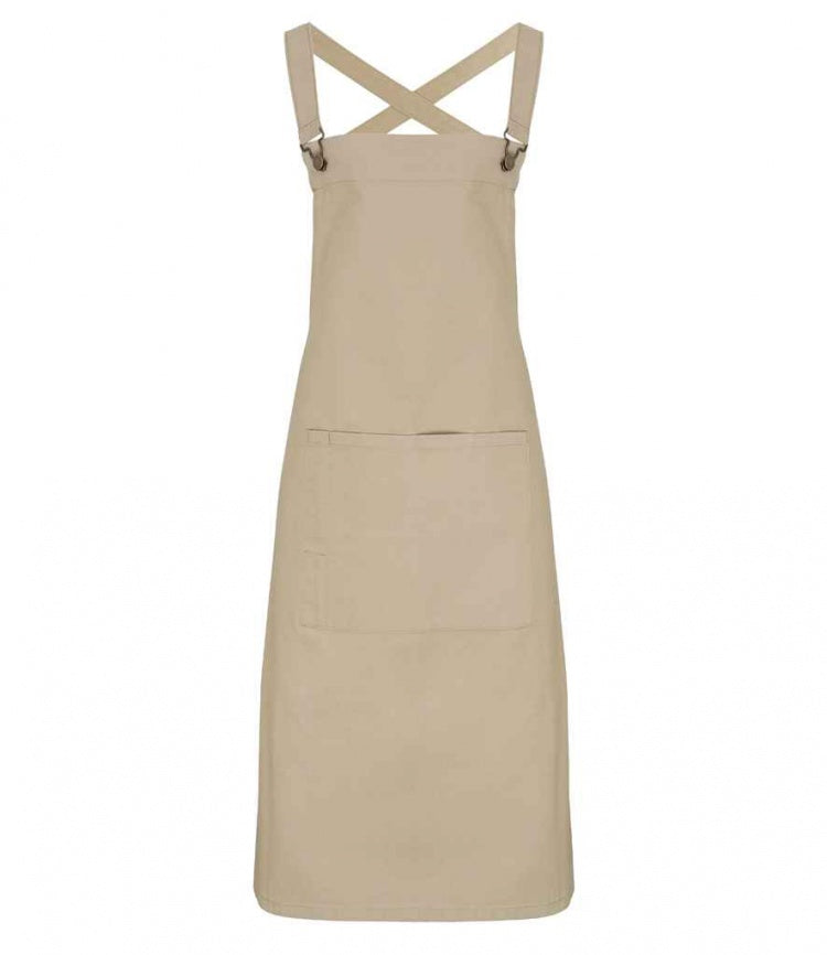 Premier PR129 Professional Cross Back Barista Bib Apron with Front Pocket