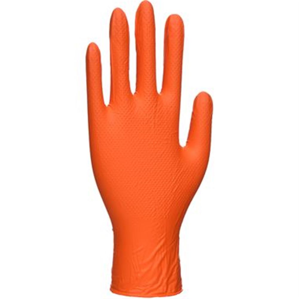 Portwest A930 Orange Heavy-Duty Crystal Grip Nitrile Mechanic Gloves Box 100
