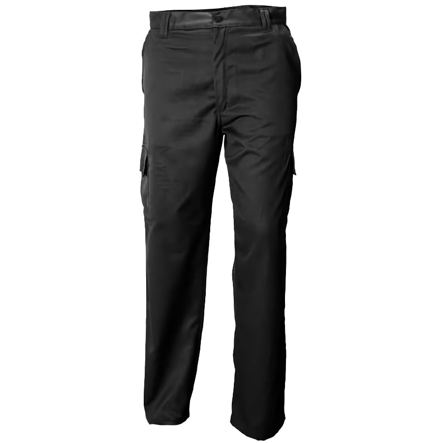 Durable Black Polyester Cargo Work Trousers, Multi-Pocket Design, 7.08 oz/yd² Fabric