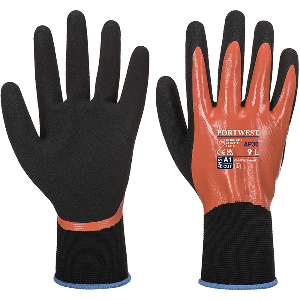 Portwest AP30 Dermi Pro Waterproof Nitrile Grip Gloves - 13 Gauge, Superior Abrasion