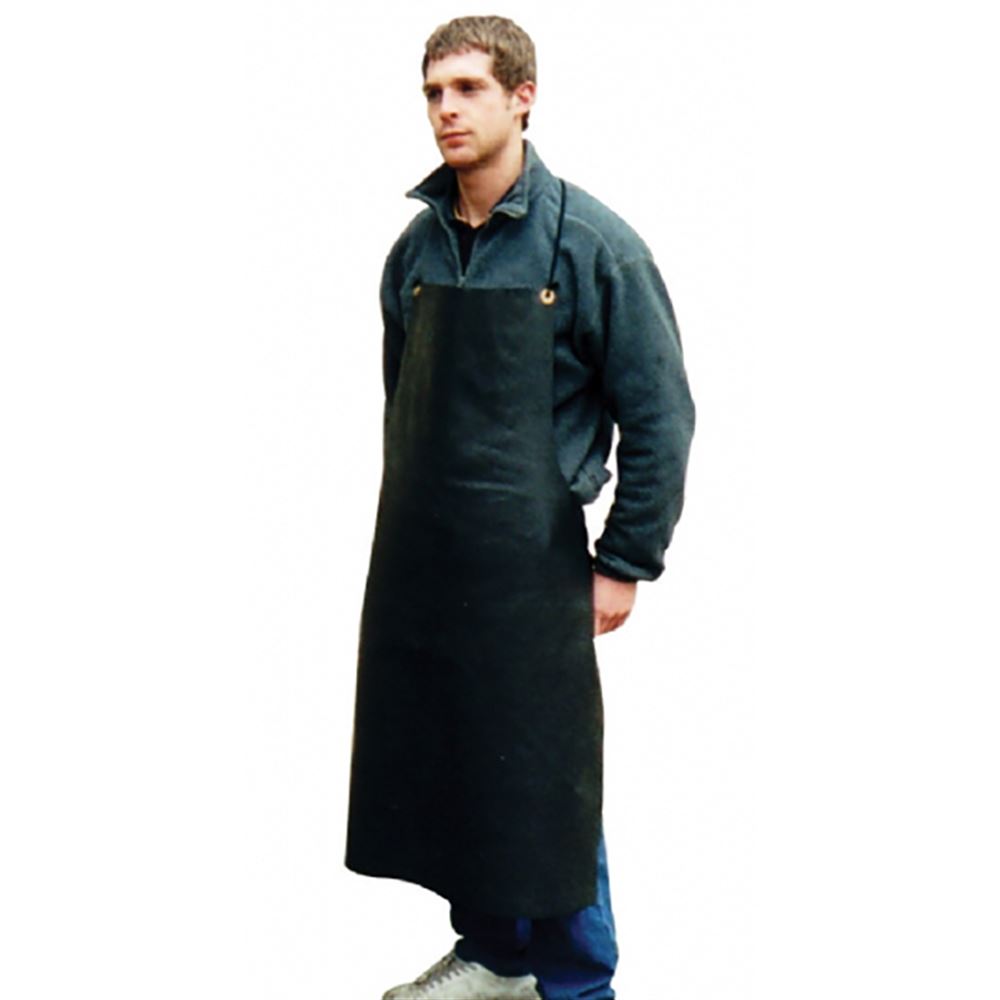 Heavy Duty Black Butyl Rubber Apron with Ties - Chemical Protection