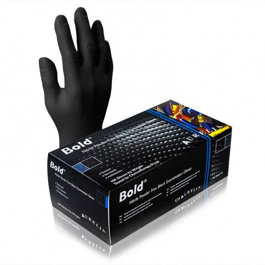 Aurelia Bold Black Nitrile Medical Grade Powder-Free Examination Gloves