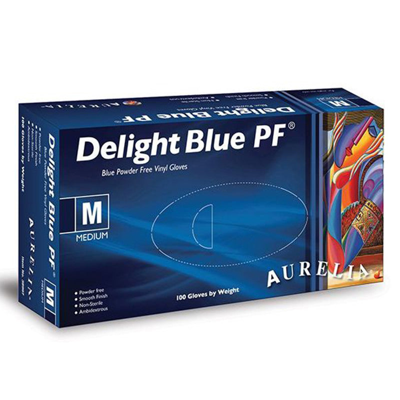 Aurelia Delight Blue Powder-Free Vinyl Food Safe Disposable Gloves