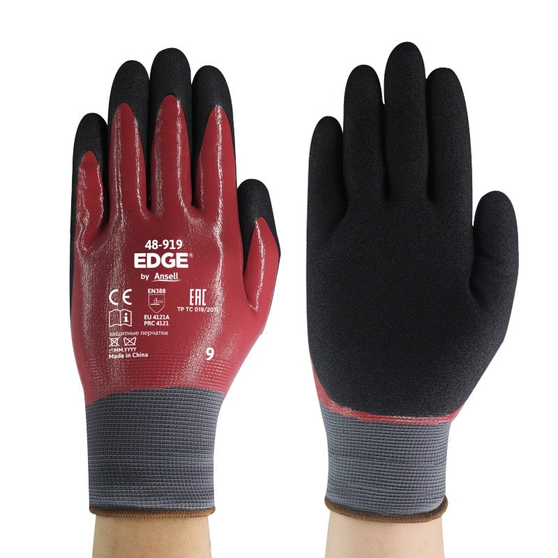 Ansell Edge 48-919 High Dexterity Nitrile Dipped Oil Resistant Grip Gloves