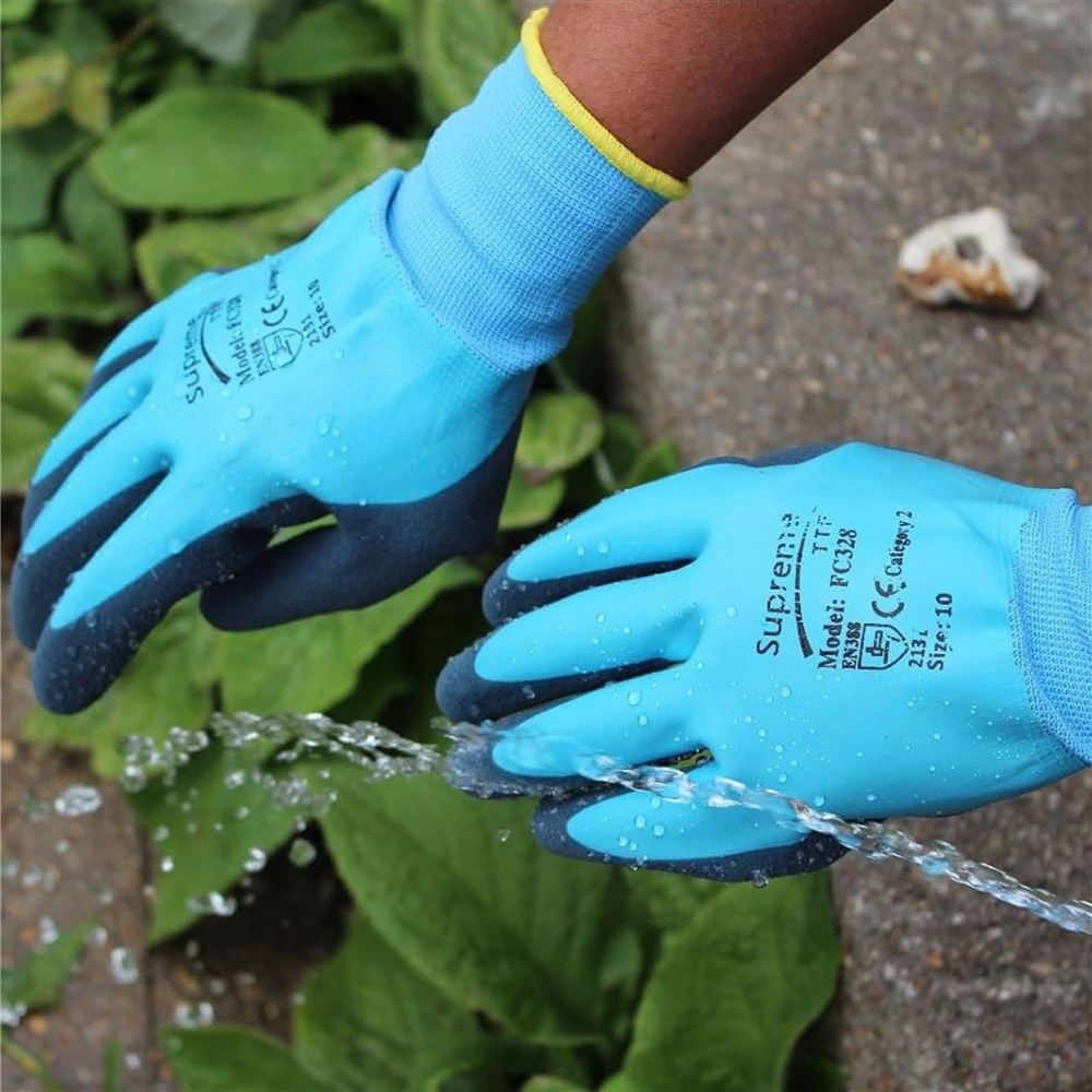 Supreme FC328 Waterproof Work Gloves with Dual Latex Coating for Ultimate Grip
