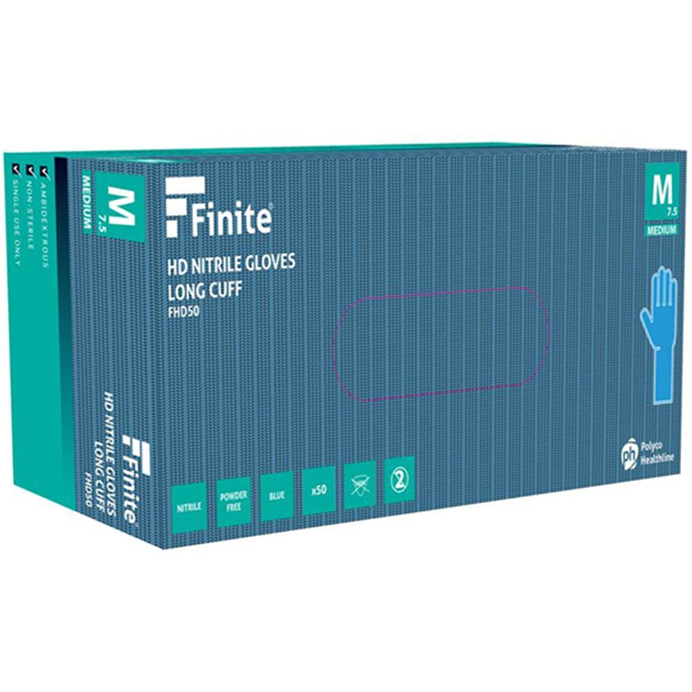 Polyco Bodyguards FHD50 Finite HD Blue Nitrile Powder-Free Disposable Gloves
