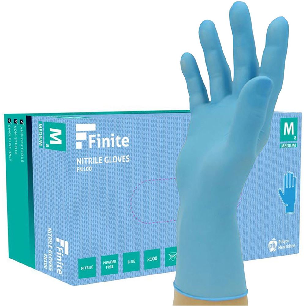 Polyco Bodyguards Finite FN100 Nitrile Powder Free Disposable Gloves AQL1.5 (Box 100)
