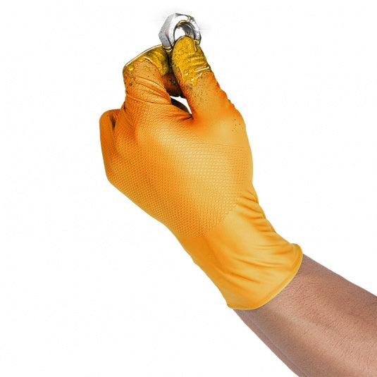 Grippaz Orange Nitrile Fishscale Gloves, Semi-Disposable, High Grip, Pack of 50