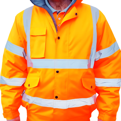 HI VIS BOMBER JACKET ORANGE 300D OXFORD POLYESTER / PU