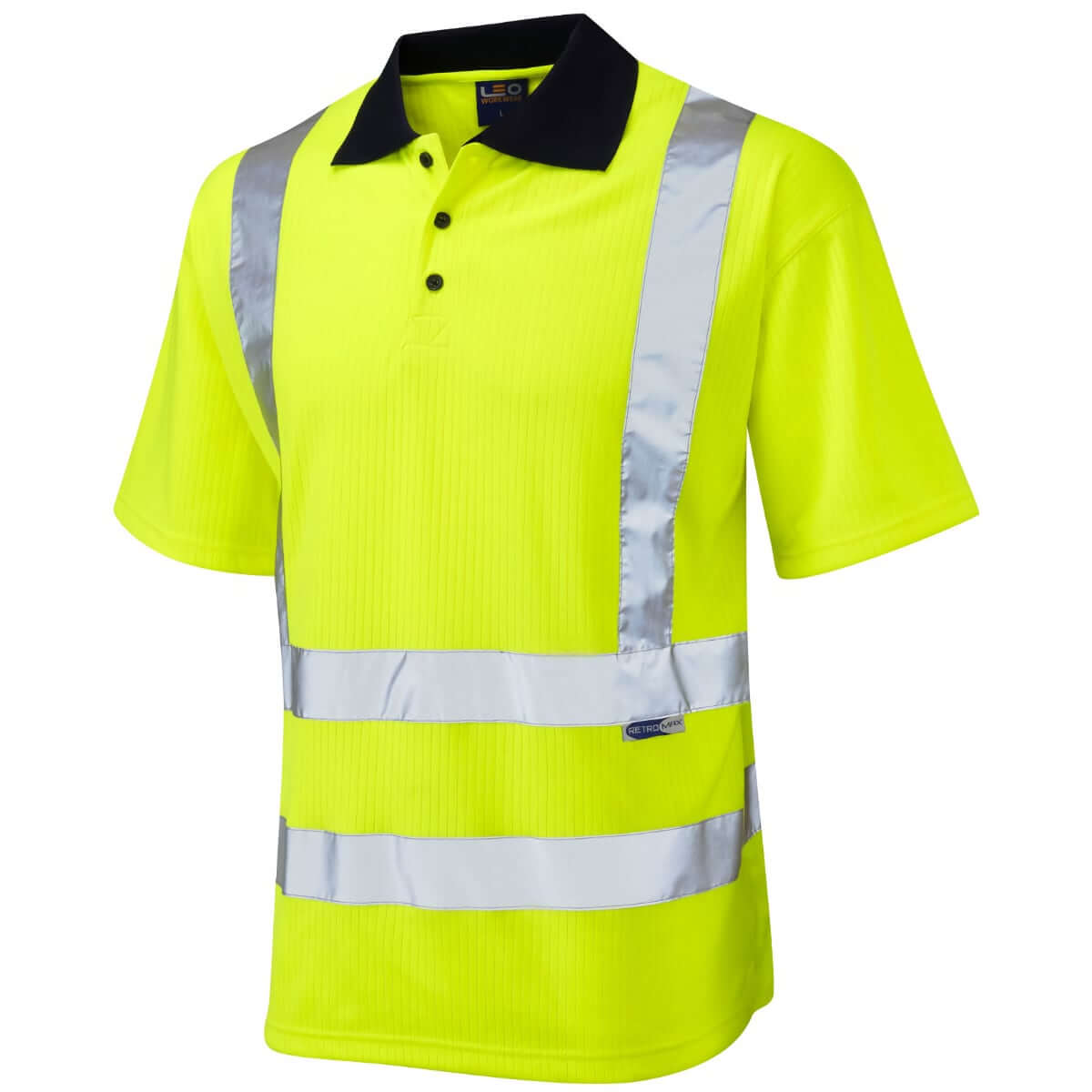 Leo Workwear Croyde Hi Vis Polo Shirt Yellow - ISO 20471 Class 2 EcoViz®PB