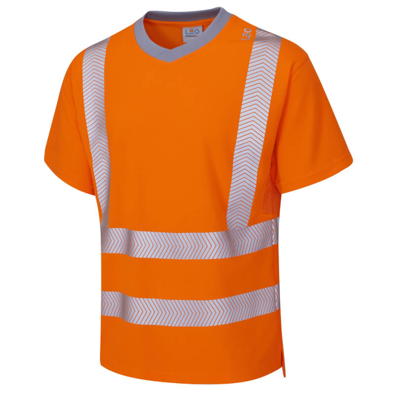Leo Workwear Larkstone EcoViz Coolviz Plus Hi-Vis Class 2 Orange T-Shirt