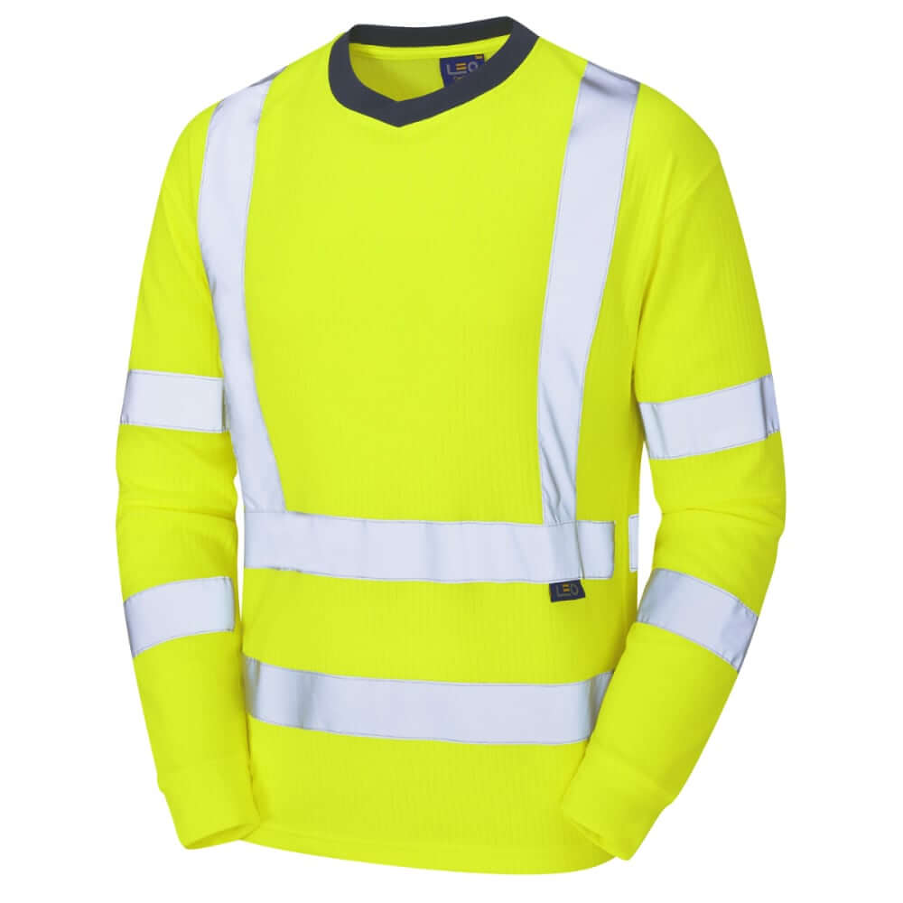 Leo Workwear Riverton EcoViz Class 3 Long Sleeve Hi-Vis Safety T-Shirt