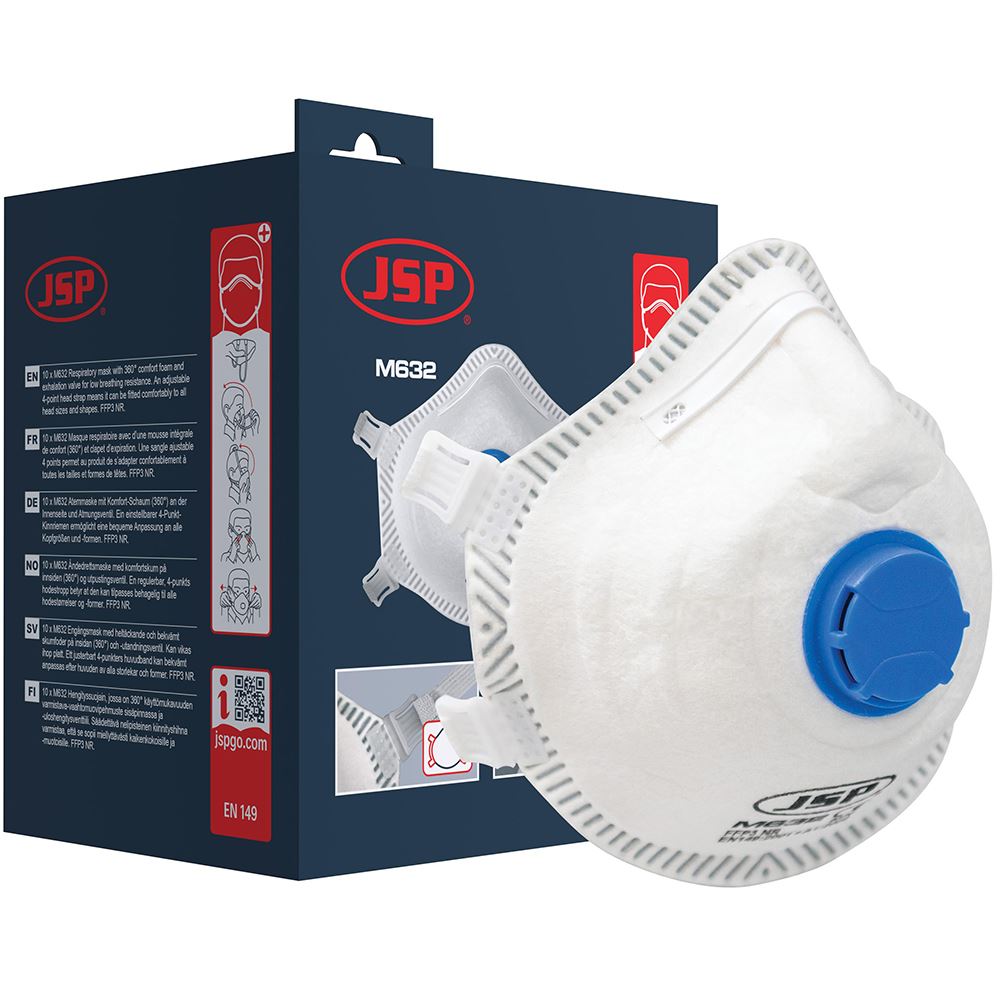 JSP M632 FFP3 Valved Moulded Disposable Face Masks (Pack 10)