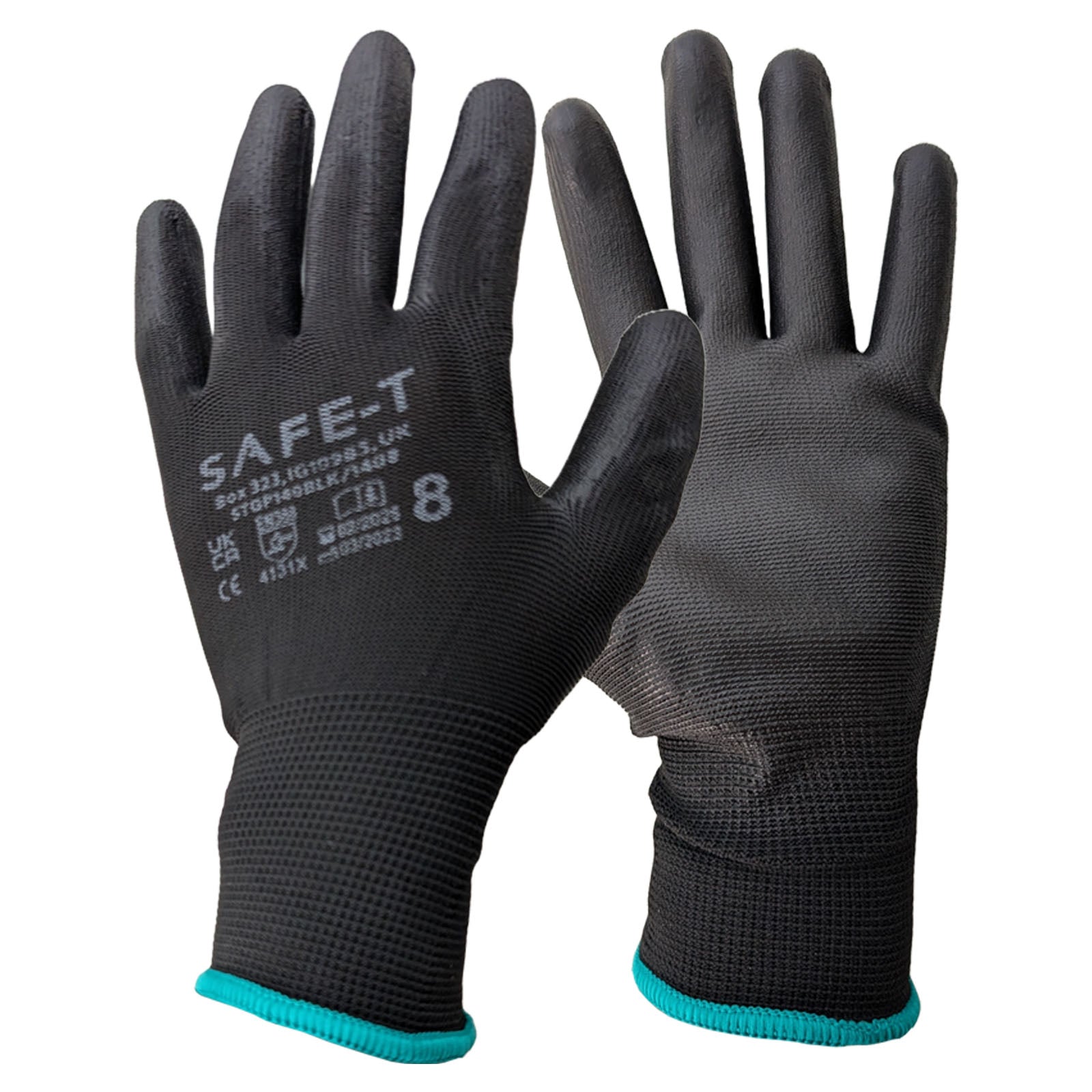 Safe-T Black PU Palm Coated Grip Gloves