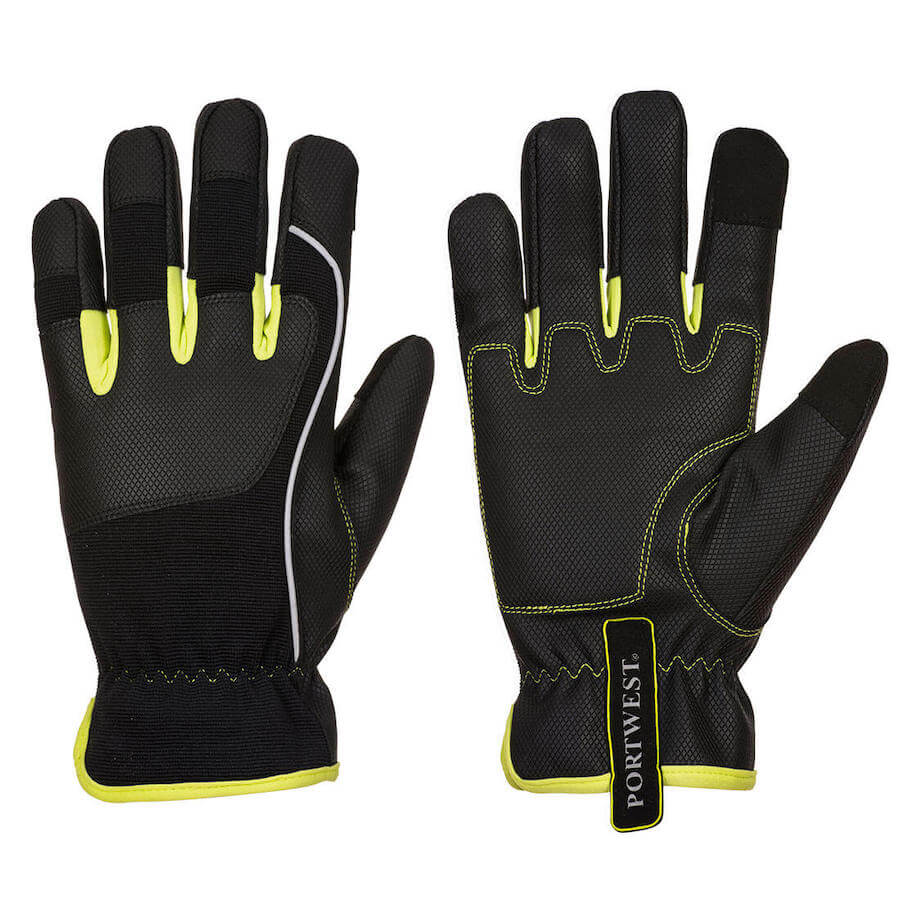 Portwest A771 PW3 Tradesman Work Gloves - Cut Level B, High Visibility, Touchscreen Compatible