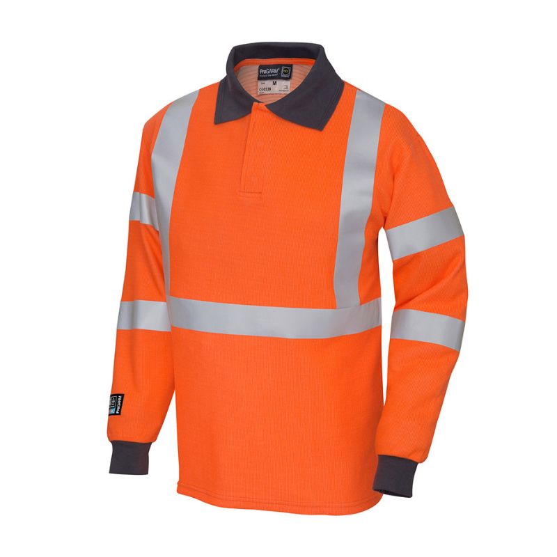 ProGARM 5390 Arc Flash Hi-Vis Orange Flame Resistant Anti-Static Safety Polo Shirt