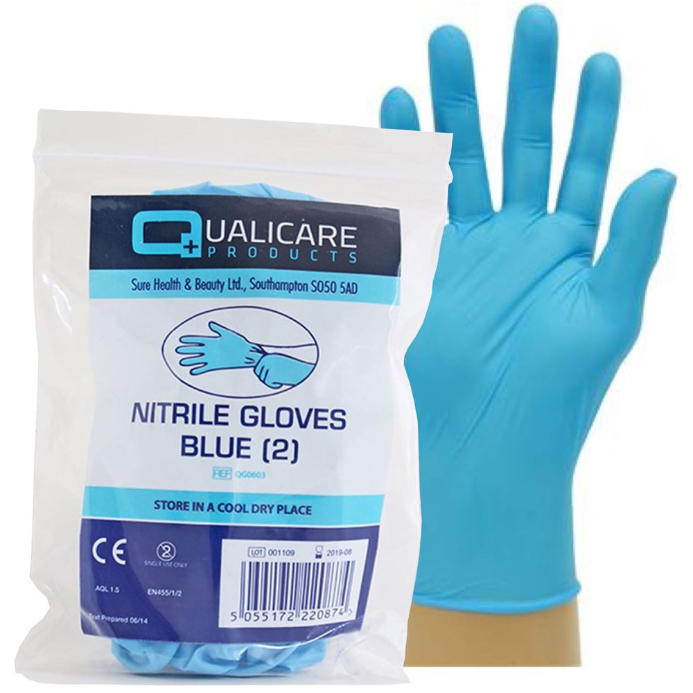 Qualicare Blue Nitrile Powder-Free Medical Grade Disposable Gloves AQL1.5