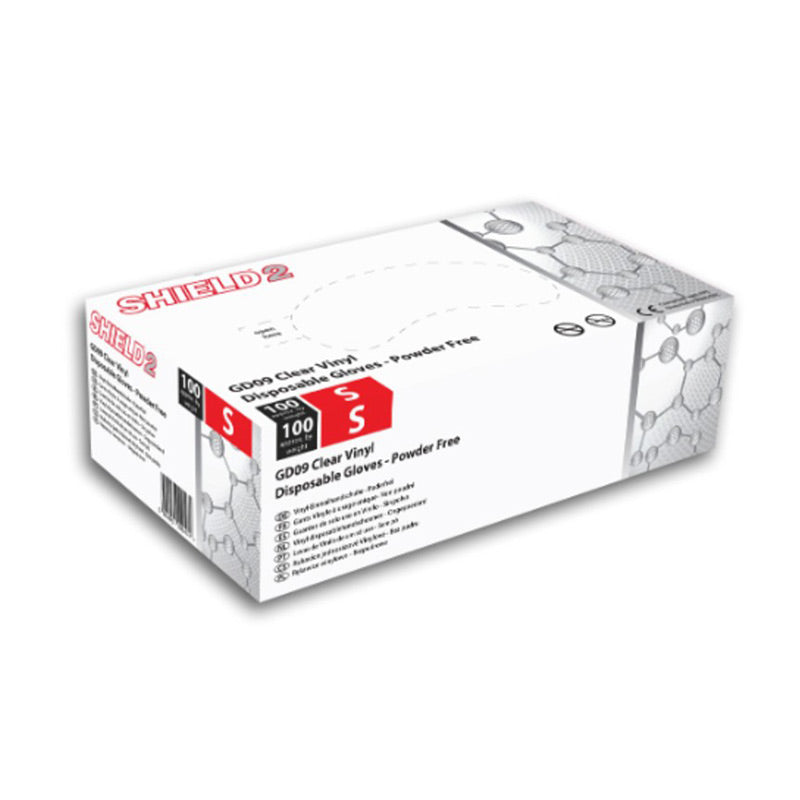 Shield2 GD09 Powder-Free Clear Vinyl Food Safe Disposable Gloves