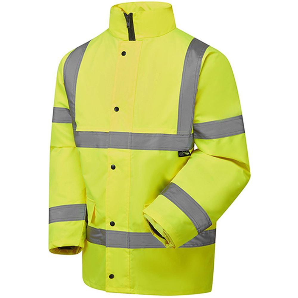 Supertouch Yellow Hi-Vis Padded Fleece Lined Waterproof Safety Parka Jacket