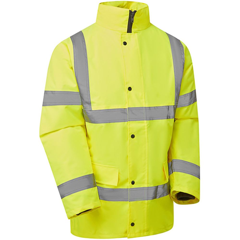 Supertouch Yellow Hi-Vis Padded Fleece Lined Waterproof Safety Parka Jacket