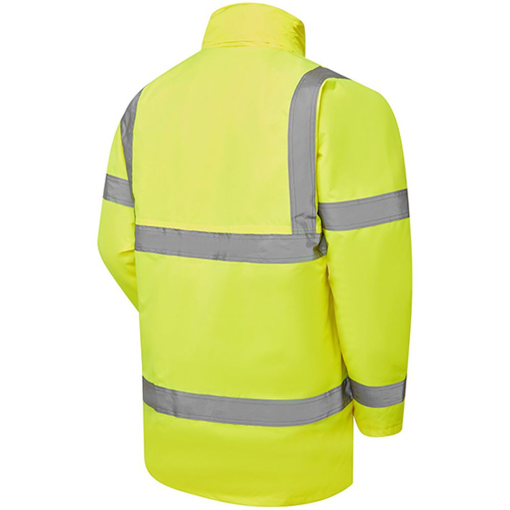 Supertouch Yellow Hi-Vis Padded Fleece Lined Waterproof Safety Parka Jacket