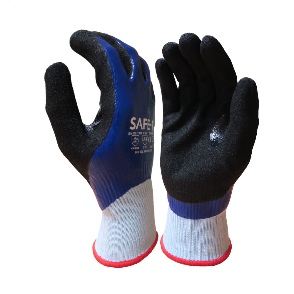 Fully Coated Cut D Resistant Waterproof Sandy Nitrile Palm Coating Glove