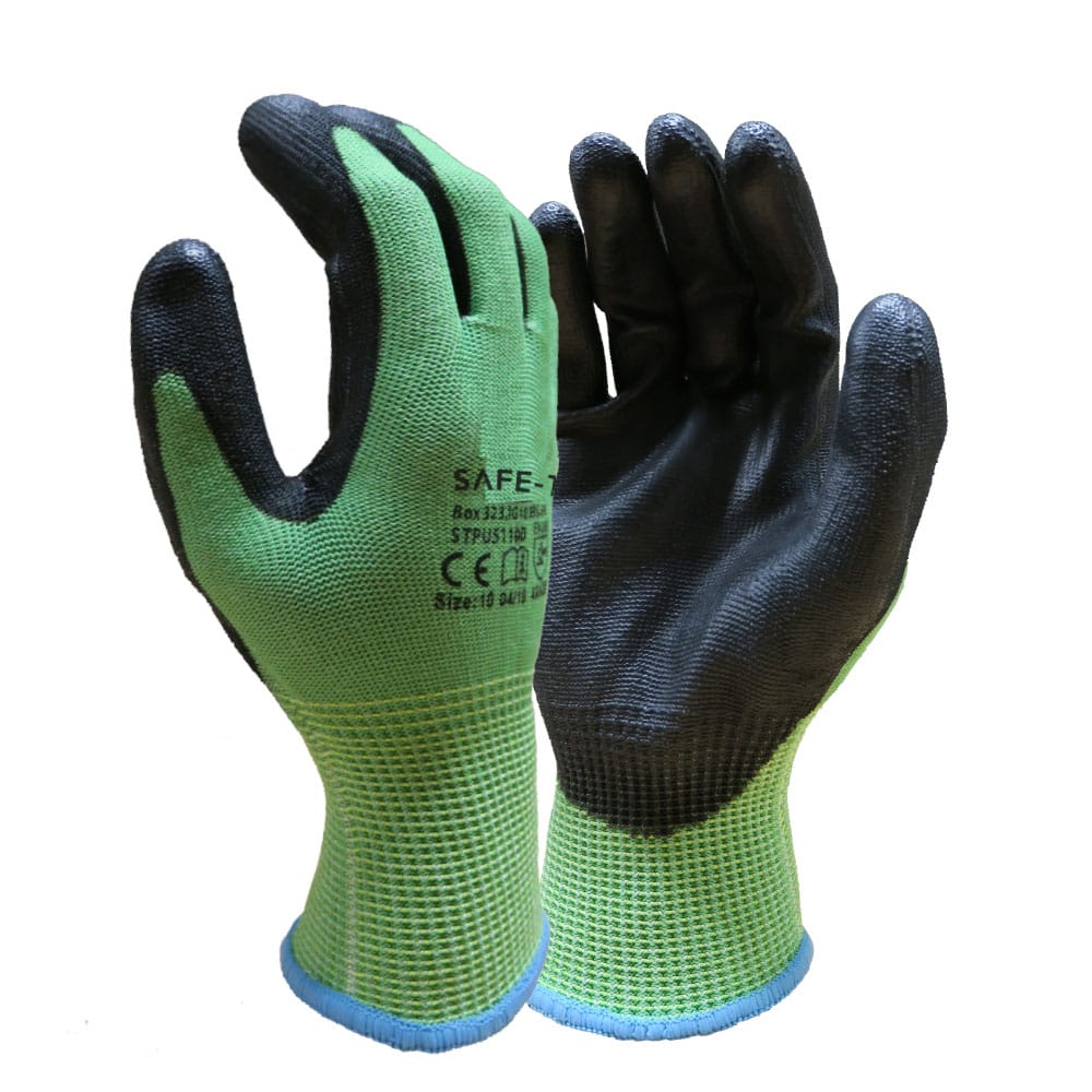 120 Pairs of Green Cut 5 PU Coated Cut Resistant Work Gloves