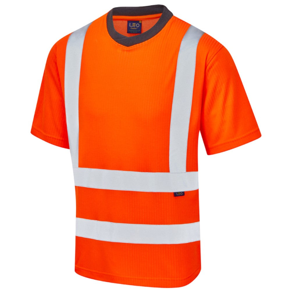 Leo Workwear Newport Hi-Vis Orange T-Shirt