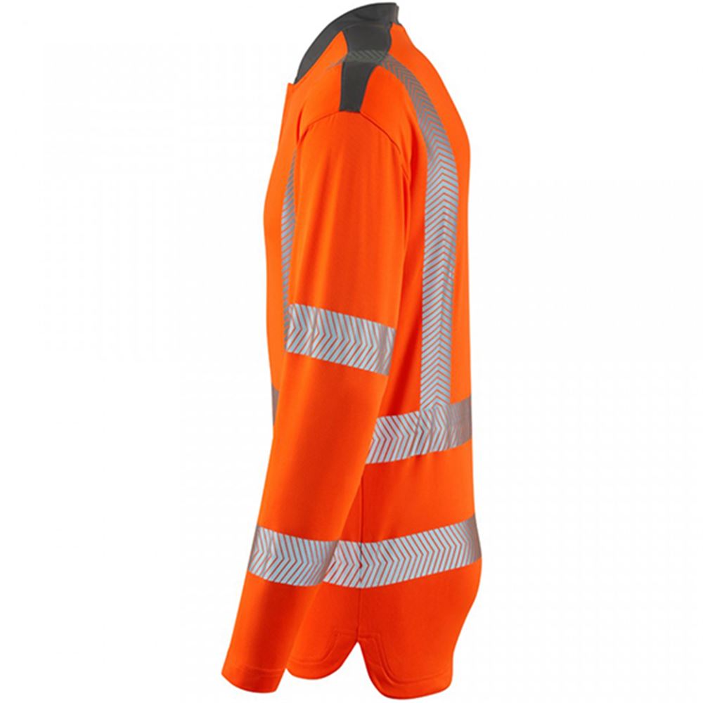 Leo Workwear Watermouth Orange EcoViz Coolmax Performance Long Sleeve Hi-Vis T-Shirt
