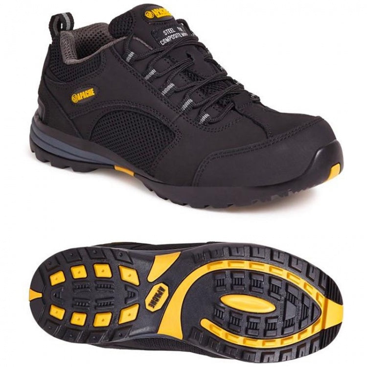 Apache Workwear AP318SM Black Safety Trainer: Steel Toe, Midsole, Anti-Static