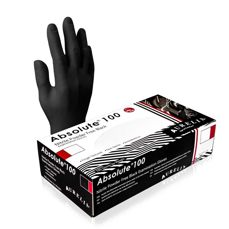Aurelia Absolute Black Powder-Free Nitrile Disposable Food Prep Gloves 100 Pack