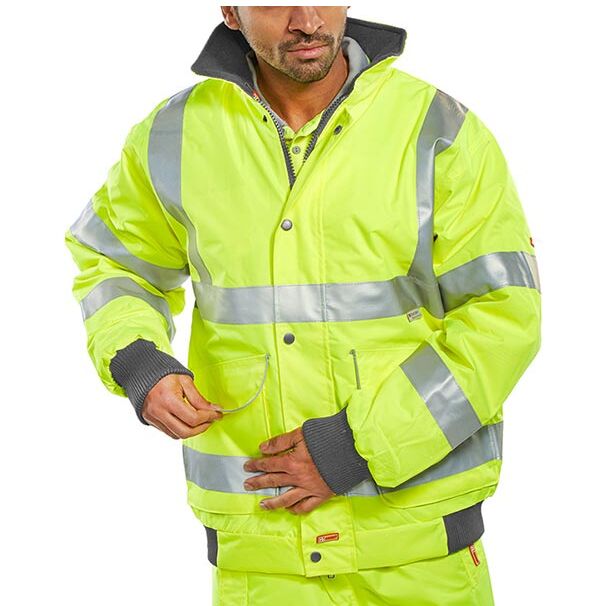 B-Seen Hi Vis Super Bomber Jacket: Waterproof, Warm, Durable, EN343 Certified Workwear