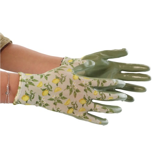Briers Women's Waterproof Nitrile-Coated Gardening Gloves with Sicilian Lemon Print