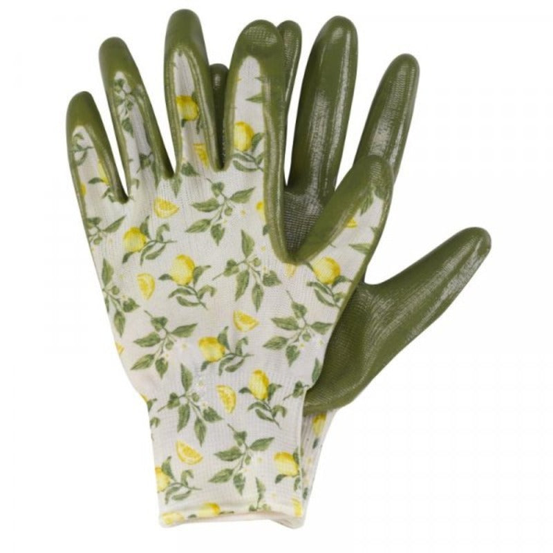 Briers Women's Waterproof Nitrile-Coated Gardening Gloves with Sicilian Lemon Print