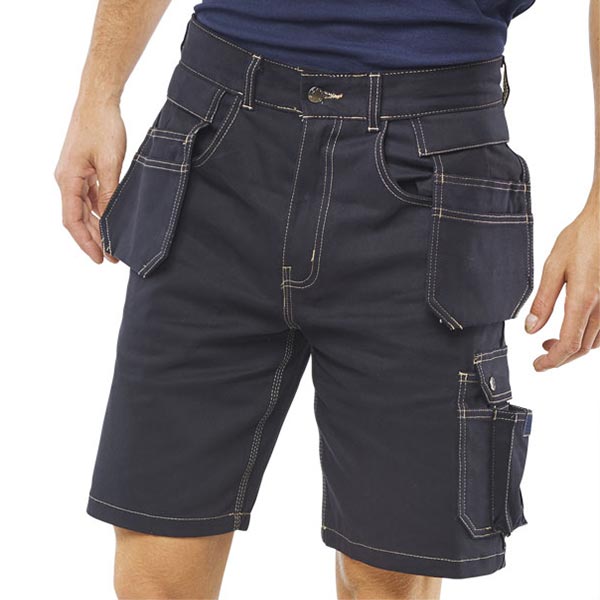 Click Grantham Navy Multi-Purpose Pocket Work Shorts - Durable Stretch Comfort