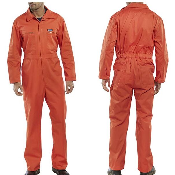 Super Click Heavy Duty Orange Work Boilersuit: Durable, Protective Coverall with Pockets