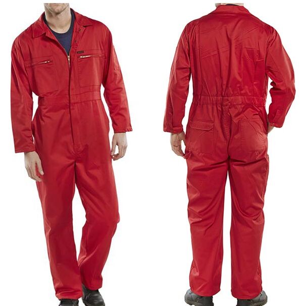 Click Workwear Heavy Duty Red Boilersuit – Durable Cotton Poly Overalls with Pockets