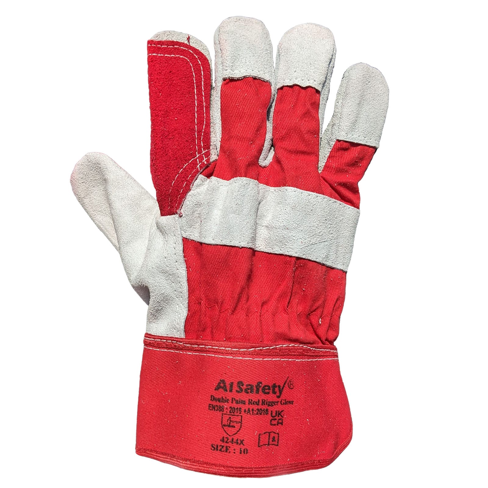100 Pairs of Red Rigger Double Palm Work Gloves