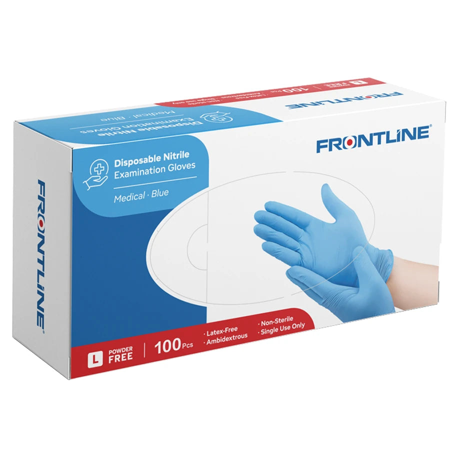 Frontline Blue Nitrile Disposable Gloves – Medical Grade, Powder-Free, Enhanced Protection