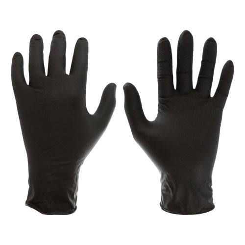 Grippaz Black Semi-Disposable Nitrile Fishscale Grip Gloves - 50 Count Pack