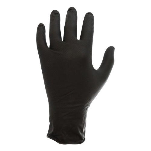 Grippaz Black Semi-Disposable Nitrile Fishscale Grip Gloves - 50 Count Pack