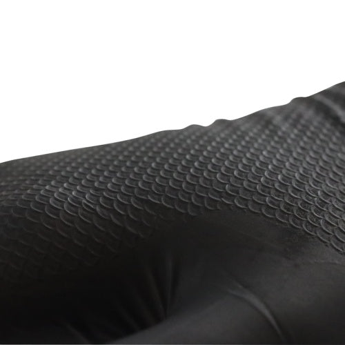 Grippaz Black Semi-Disposable Nitrile Fishscale Grip Gloves - 50 Count Pack